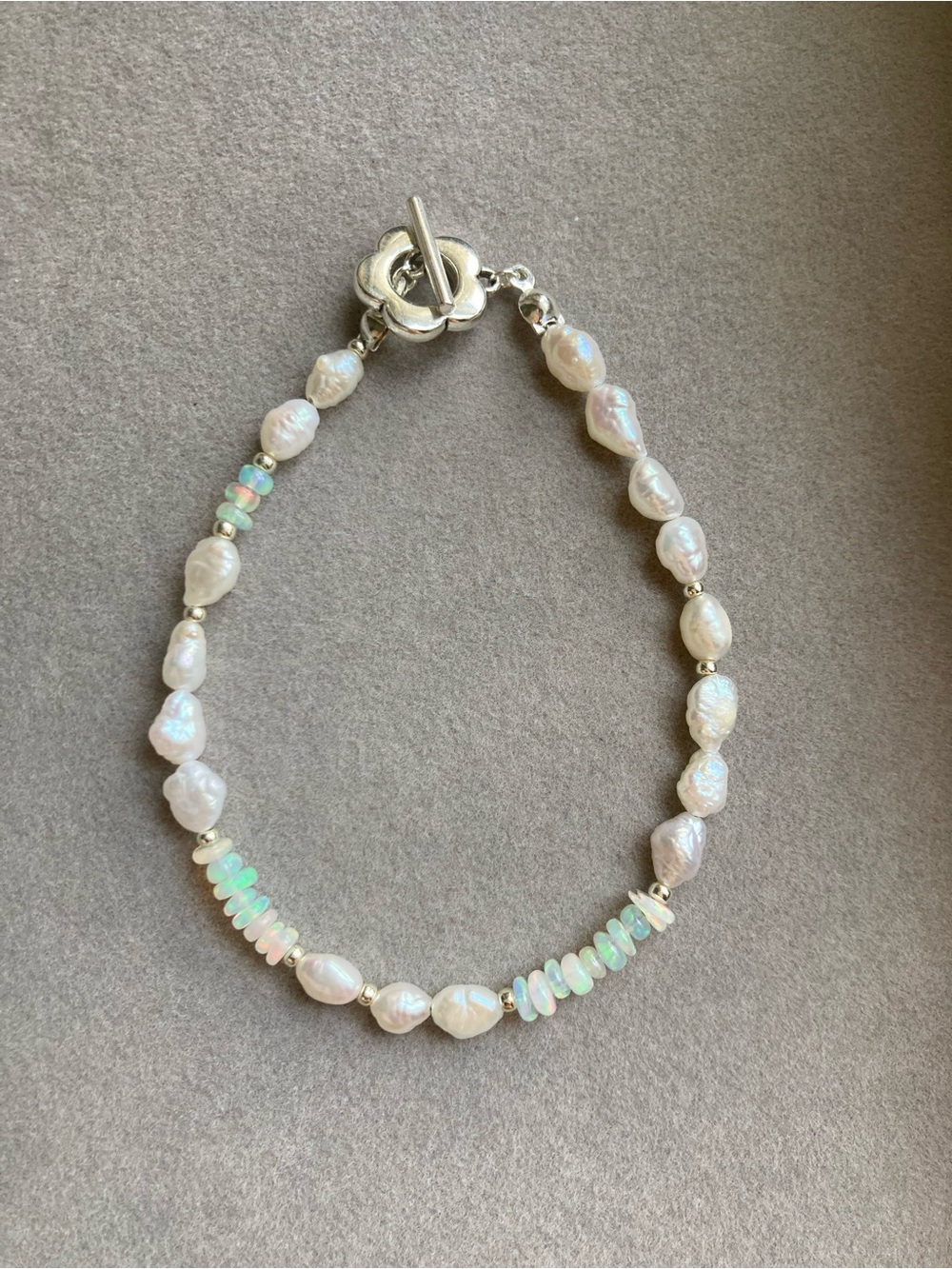 Natural Freshwater Pearl & Ethiopian Opal Bracelet